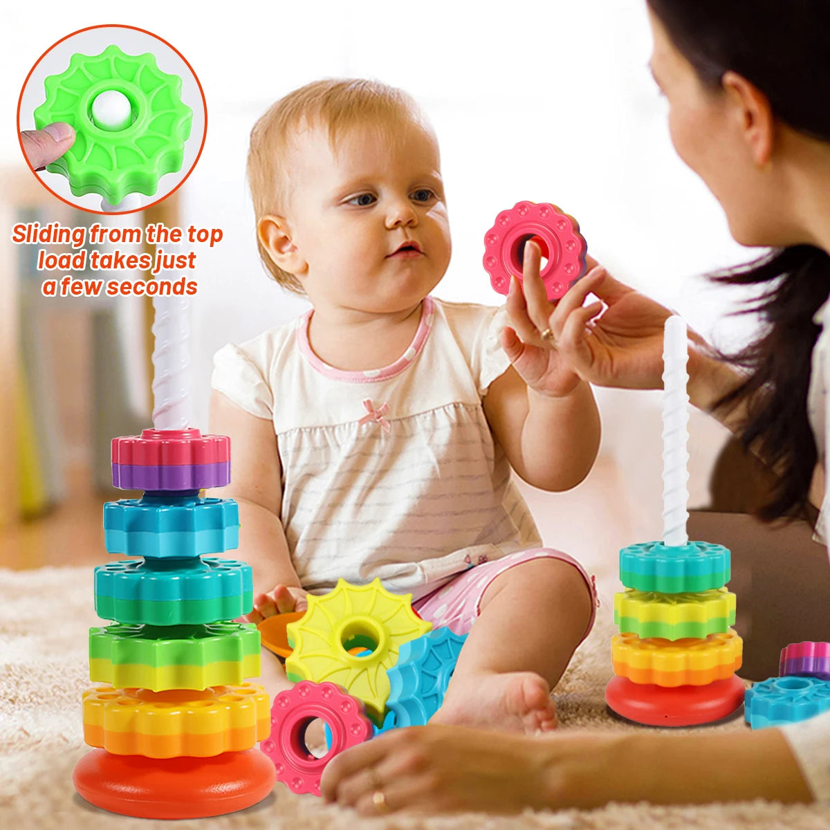 Brinquedos coloridos para crianças torre bebê de empilhamento - Brinquedos Kids